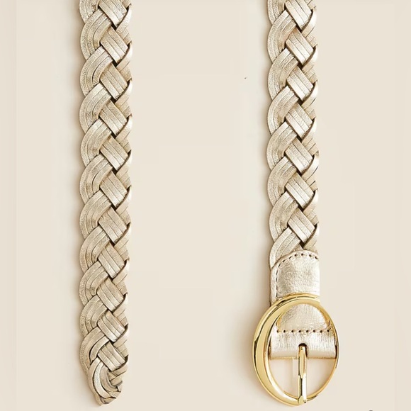 ✨ J. Crew ✨ Braided Metallic Italian Leather Belt - Picture 2 of 3